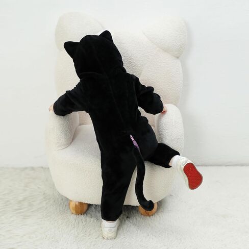 Toddler Baby Black Cat Halloween Animal Jumpsuit Long Sleeve Hooded Zipper Snowsuit Infant Warm Fall Winter Clothes in Saudi Arabia