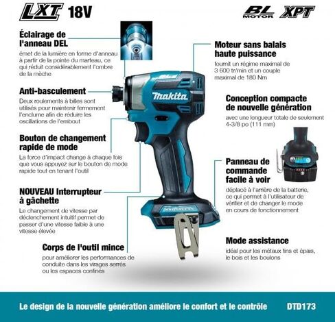 Makita DTD173Z 18V Li-ion Brushless LXT Impact Driver, Batteries and Charger Not Included in Saudi Arabia