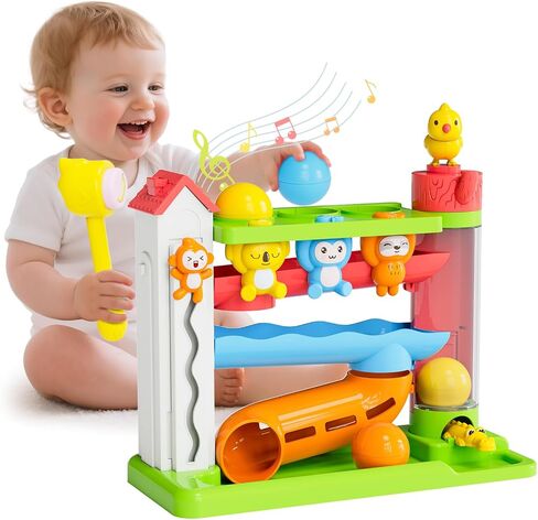 Toddler Musical Toys for 1+ Years Old Boy,Motor Skills Developmental Baby Toy 12-18 Months,Bilingual Toddler Learning Ball Drop Toy， Birthday Gift Toys for 1 2 Year Old Boys & Girls(Green) in Saudi Arabia
