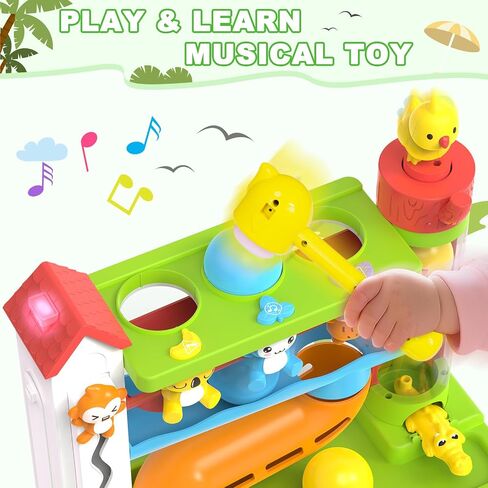 Toddler Musical Toys for 1+ Years Old Boy,Motor Skills Developmental Baby Toy 12-18 Months,Bilingual Toddler Learning Ball Drop Toy， Birthday Gift Toys for 1 2 Year Old Boys & Girls(Green) in Saudi Arabia
