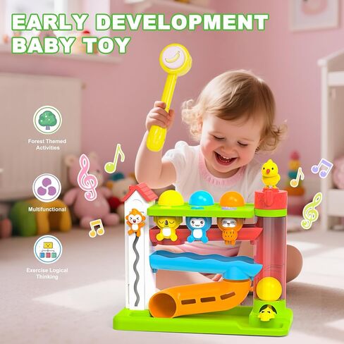 Toddler Musical Toys for 1+ Years Old Boy,Motor Skills Developmental Baby Toy 12-18 Months,Bilingual Toddler Learning Ball Drop Toy， Birthday Gift Toys for 1 2 Year Old Boys & Girls(Green) in Saudi Arabia