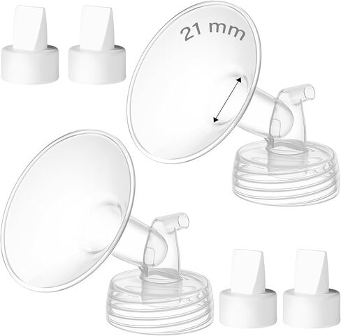 4PCS 21mm Breast Pump Flanges, Duckbill Valves Compatible with Spectra S1/S2/9Plus/Synergy Gold, Motif Luna, Wide-Mouth Bottle Fit, Breast Pump Accessories in Saudi Arabia