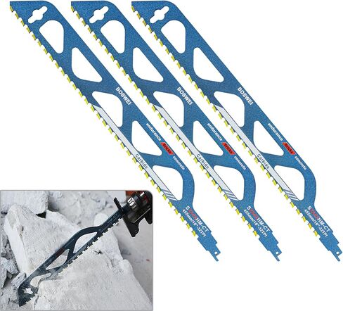 18 Inch Masonry Reciprocating Saw Blade, 32 TPI Teeth Tipped Cutting Reciprocating Saw Blade, 3 Pcs Concrete Blades for Cutting Red Brick, Light Brick, Aerated Concrete, Porous Concrete, Cinder Block in Saudi Arabia