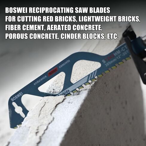 18 Inch Masonry Reciprocating Saw Blade, 32 TPI Teeth Tipped Cutting Reciprocating Saw Blade, 3 Pcs Concrete Blades for Cutting Red Brick, Light Brick, Aerated Concrete, Porous Concrete, Cinder Block in Saudi Arabia