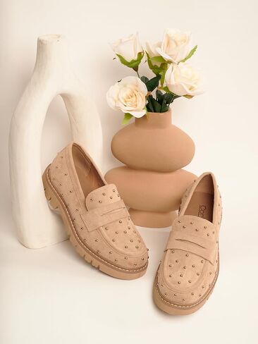 Corkys Footwear Hey Girl Women's Stud Muffin Heeled Loafer - with a 1.5-Inch Heel, Studded Upper, and Soft EVA Insoles for Chic Comfort and Trendy Style in Saudi Arabia