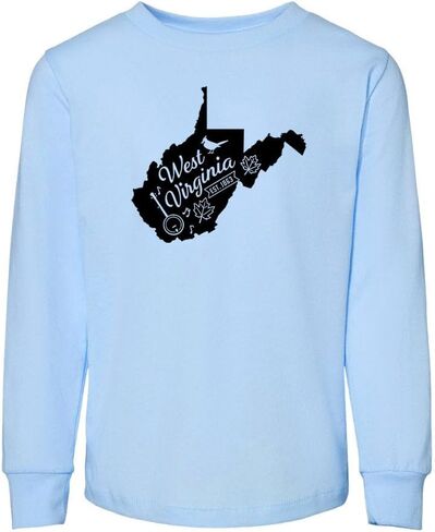 State Shape West Virginia Toddler Kids Long Sleeve T-Shirt in Saudi Arabia