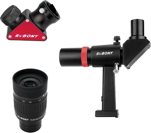 SVBONY SV182 Finderscope, Right-Angle Correct-Image Optical Finder, 6x30 Finder Scope Bundle with SV188P Dielectric Mirror Star Diagonal, 90 Degree Mirror Diagonal and SV135 Zoom Eyepiece, Zoom 7 to 2 in Saudi Arabia