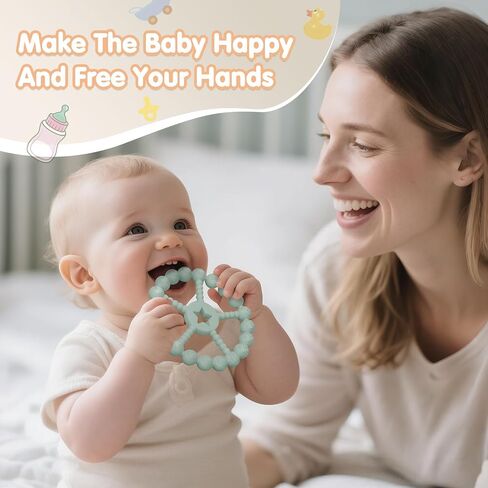 ألعاب تسنين الأطفال من 0 إلى 6 أشهر-ألعاب Loviomad Ring Teether Baby ، أساسيات الأطفال حديثي الولادة ، ألعاب تسوية السيليكون من فئة الطعام للأطفال من 6 إلى 12 شهرًا ، هدايا دش التسنين (فتاة/فتى) in Saudi Arabia