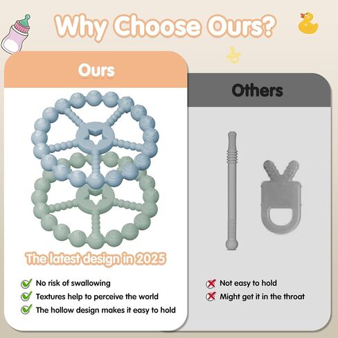 ألعاب تسنين الأطفال من 0 إلى 6 أشهر-ألعاب Loviomad Ring Teether Baby ، أساسيات الأطفال حديثي الولادة ، ألعاب تسوية السيليكون من فئة الطعام للأطفال من 6 إلى 12 شهرًا ، هدايا دش التسنين (فتاة/فتى) in Saudi Arabia