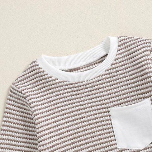 Kupretty Toddler Baby Boy Fall Winter Colling Block WAFFLE WAFFLE WAFFLE TOPS SWETSHIRT TOPS + PANTS JOGGERS in Kuwait