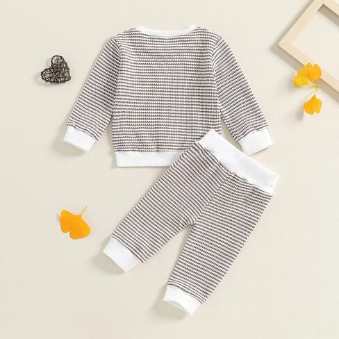 Kupretty Toddler Baby Boy Fall Winter Colling Block WAFFLE WAFFLE WAFFLE TOPS SWETSHIRT TOPS + PANTS JOGGERS in Kuwait
