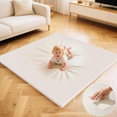 Baby Play Mats for Floor, 50x50 Extra Thick & Super Soft Baby Mat for Floor, Toddlers & Baby Play Mat, Waterproof Non-slip Play mat, Stylish Breathable Easy to Clean Playmat - Brown in Saudi Arabia