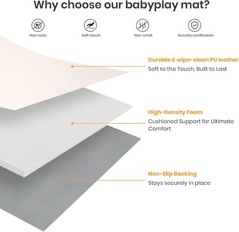 Baby Play Mats for Floor, 50x50 Extra Thick & Super Soft Baby Mat for Floor, Toddlers & Baby Play Mat, Waterproof Non-slip Play mat, Stylish Breathable Easy to Clean Playmat - Brown in Saudi Arabia