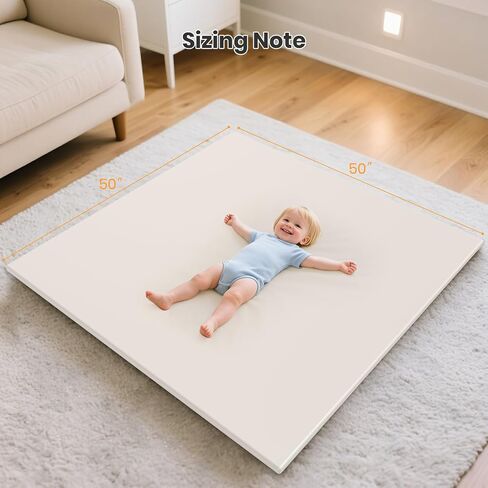 Baby Play Mats for Floor, 50x50 Extra Thick & Super Soft Baby Mat for Floor, Toddlers & Baby Play Mat, Waterproof Non-slip Play mat, Stylish Breathable Easy to Clean Playmat - Brown in Saudi Arabia