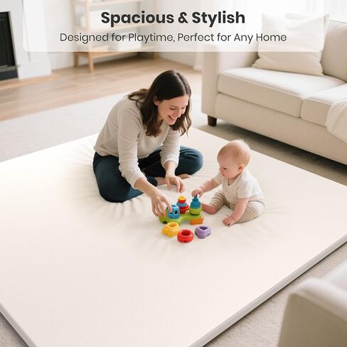 Baby Play Mats for Floor, 50x50 Extra Thick & Super Soft Baby Mat for Floor, Toddlers & Baby Play Mat, Waterproof Non-slip Play mat, Stylish Breathable Easy to Clean Playmat - Brown in Saudi Arabia