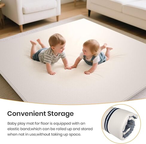 Baby Play Mats for Floor, 50x50 Extra Thick & Super Soft Baby Mat for Floor, Toddlers & Baby Play Mat, Waterproof Non-slip Play mat, Stylish Breathable Easy to Clean Playmat - Brown in Saudi Arabia