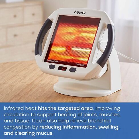 Beurer IL50 Infrared Heat Lamp, Red Light Heat Device (Portable), for Muscle Pain and Cold Relief, Improves Blood Circulation, 300W, Safety-Features in Saudi Arabia