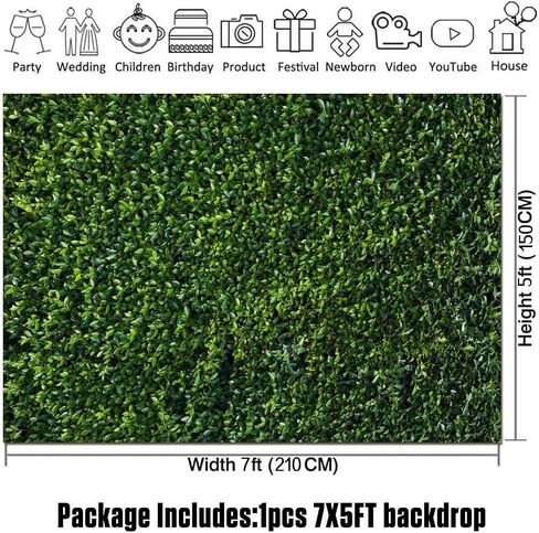 HQM 7x5FT Nature Spring 3D Green Leaves Theme Photo Background Wedding Birthday Party Newborn Baby Shower Photography Backdrops Zoo Decor Shoot Props Bannner in Kuwait