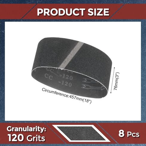 8 Pack Sanding Belts 3 x 18 Inch 120 Grit Silicon Carbide Abrasive Sandpaper for Belt Sander Metal Grinding Wood Working Weld Rust Removal in Saudi Arabia