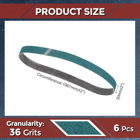 6 Pack Sanding Belts 2 x 42 Inch 36 Grit Zirconia Abrasive Sandpaper for Belt Sander Metal Grinding Wood Working Weld Rust Removal in Saudi Arabia