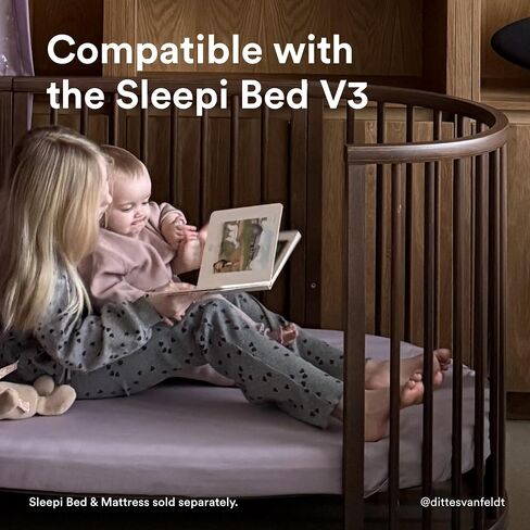 Stokke Sleepi Fitted Sheet V3, Flower Ecru - Compatible with Sleepi Bed V3 & Mattress V3 - Washable - 100% Fine Cotton Percale in Saudi Arabia