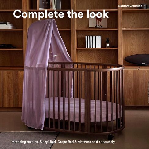Stokke Sleepi Fitted Sheet V3, Flower Ecru - Compatible with Sleepi Bed V3 & Mattress V3 - Washable - 100% Fine Cotton Percale in Saudi Arabia