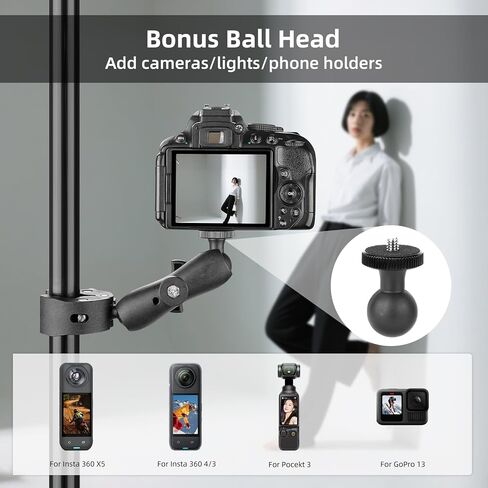 Double Clamp Mount Umbrella Holder Camera Pole Bracket for Stroller Wheelchair Monitor Magic Socket Arm Desk Photo Studio Light Stand Photography Reflector Flag Cross Bar Accessories in Saudi Arabia