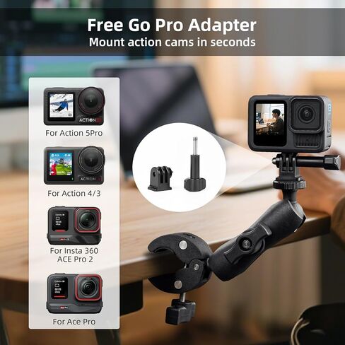 Double Clamp Mount Umbrella Holder Camera Pole Bracket for Stroller Wheelchair Monitor Magic Socket Arm Desk Photo Studio Light Stand Photography Reflector Flag Cross Bar Accessories in Saudi Arabia