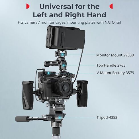SMALLRIG Push-Button Rotating Side Handle with 1/4"-20 Screws, for Left and Right Hand, 360° Rotatable Side Handle with Anti-Slip Silicone, Max. Load 15Kg in Saudi Arabia