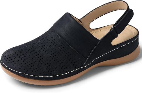 TEMOFON Shoes for Women Clogs Sandals: Comfortable Closed Toe Wedge Shoes Sling-Back Walking Mules with Arch Support in Saudi Arabia