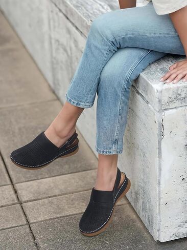 TEMOFON Shoes for Women Clogs Sandals: Comfortable Closed Toe Wedge Shoes Sling-Back Walking Mules with Arch Support in Saudi Arabia
