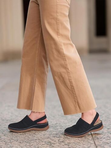 TEMOFON Shoes for Women Clogs Sandals: Comfortable Closed Toe Wedge Shoes Sling-Back Walking Mules with Arch Support in Saudi Arabia