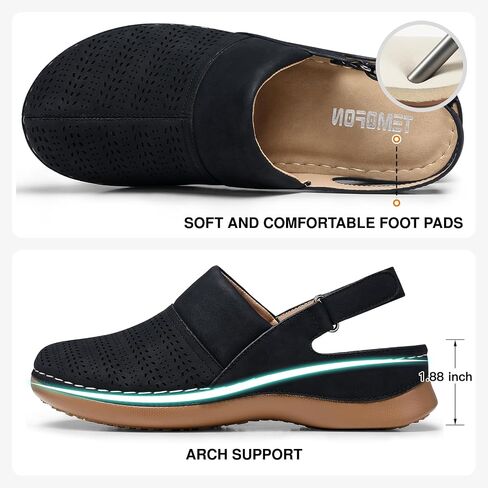 TEMOFON Shoes for Women Clogs Sandals: Comfortable Closed Toe Wedge Shoes Sling-Back Walking Mules with Arch Support in Saudi Arabia