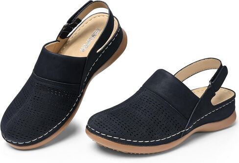 TEMOFON Shoes for Women Clogs Sandals: Comfortable Closed Toe Wedge Shoes Sling-Back Walking Mules with Arch Support in Saudi Arabia