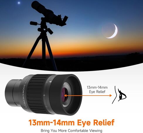 SVBONY SV135 1.25" Zoom Eyepiece, Zoom 7 to 21mm Telescope Eyepiece 5 Element 3 Group Bundle with SV233 7PCS Telescope Accessory Kit, 2 Plossl Eyepieces, 3 Filters, for Astronomical Observations in Saudi Arabia