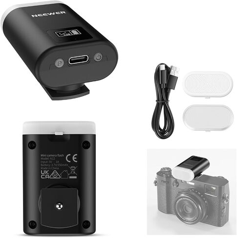Neewer Basics Mini Camera Flash ، ضوء املأ 5600K مع شاشة LCD ، متوافق مع Canon Fujifilm Sony Nikon DSLR Cameras القياسية الحذاء الساخنة لاستوديوهات الصور الفوتوغرافية الإضاءة ، N12 in Saudi Arabia