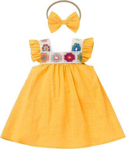 Awibmk Baby Girls Flower Flower Dressized Dress Flutter Summer Boho Ploral Cinco de Mayo Dresses Outfits in Kuwait