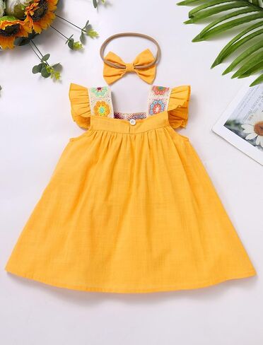 Awibmk Baby Girls Flower Flower Dressized Dress Flutter Summer Boho Ploral Cinco de Mayo Dresses Outfits in Kuwait
