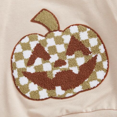 Baby Boy Halloween Outfit Pumpkin Embroidery Sweatshirt Top Jogger Pant Set in Saudi Arabia