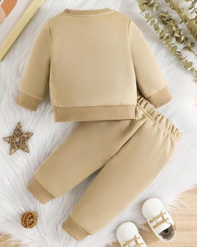 Jecson Baby Boy Clothes Infant Outfits Set Toddler Sweatsuit 0-3Y | Soft 2-piece baby boys' clothing sets with KING crown print, ribbed trim, elastic waist, ideal for fall winter wear in Saudi Arabia