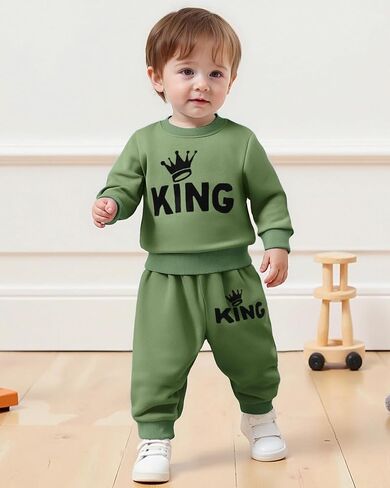 Jecson Baby Boy Fall Cloths: Warm & Soft Infant Strits مجموعة من النوع الثقيل للعبث والركض Pant 2pcs in Kuwait