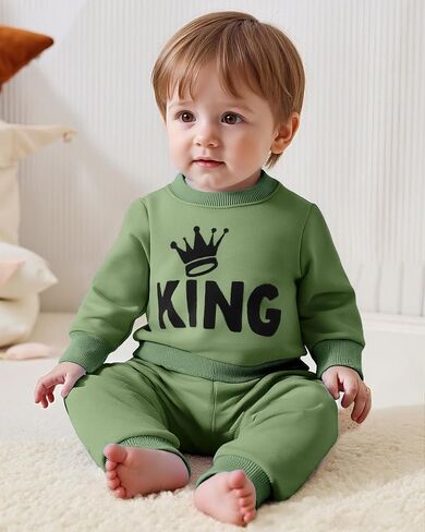 Jecson Baby Boy Fall Cloths: Warm & Soft Infant Strits مجموعة من النوع الثقيل للعبث والركض Pant 2pcs in Kuwait