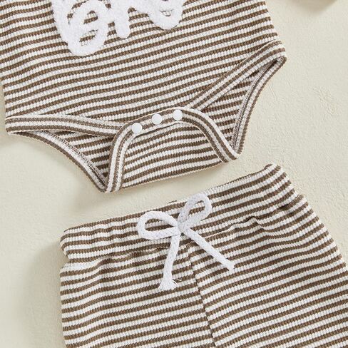 Newborm Infant Baby Boy Fall Outfit Pants Sets Long Sleeve Letter Striped Romper Pants Suit 3 6 9 12 Months in Saudi Arabia