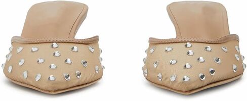 GORZADEUL Women Kitten Heel Mesh Rhinestone Mules Embellished Tulle Mules for Women Slip On Clear Pointed Toe Dress Shoes in Saudi Arabia