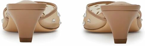 GORZADEUL Women Kitten Heel Mesh Rhinestone Mules Embellished Tulle Mules for Women Slip On Clear Pointed Toe Dress Shoes in Saudi Arabia