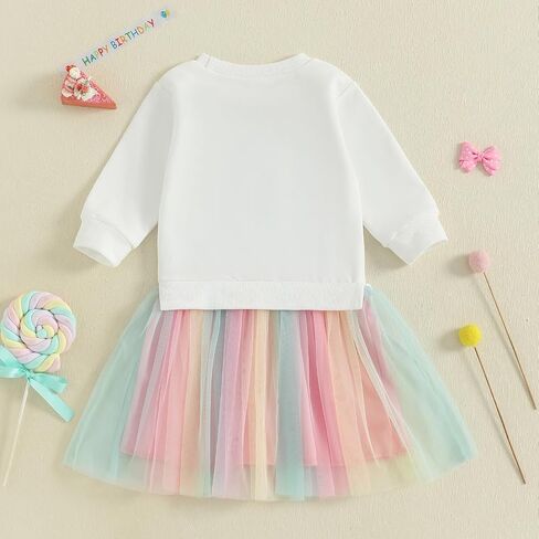 Toddler Baby Girl Birthday Outfit It’s My Birthday Letter Embroidery Long Sleeve Dress Tulle Clothes in Saudi Arabia