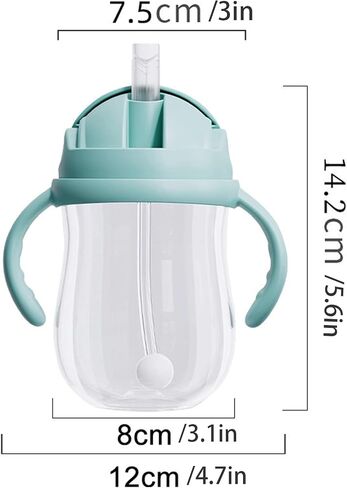 Pandaear Tritan Sippy Cup مع قش مرجح ، كوب قش أطفال مقاوم للانسكاب مع مقابض سهلة ، يشرب من أي زاوية ، 10 أوقية ، للأطفال 6 أشهر وما فوق in Saudi Arabia