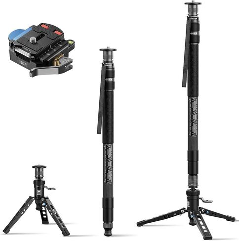 Sirui SVM-145P مونوبود الألياف الكربونية السريعة مع مجموعة قاعدة المشبك QC-55 ، 57 بوصة monopod مع أقدام دواسة ، تعديل ارتفاع خطوة واحدة ، وحدات 3 في 1 in Saudi Arabia