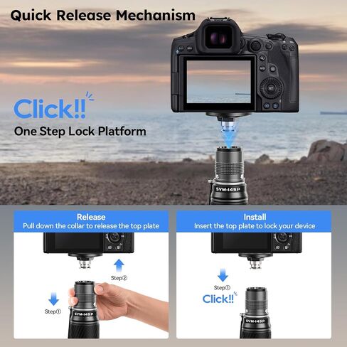 Sirui SVM-145P مونوبود الألياف الكربونية السريعة مع مجموعة قاعدة المشبك QC-55 ، 57 بوصة monopod مع أقدام دواسة ، تعديل ارتفاع خطوة واحدة ، وحدات 3 في 1 in Saudi Arabia