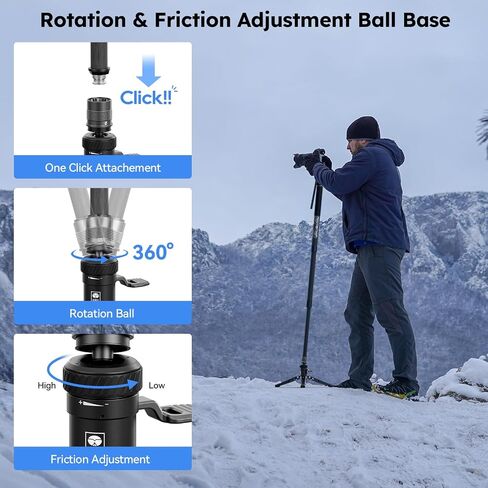 Sirui SVM-145P مونوبود الألياف الكربونية السريعة مع مجموعة قاعدة المشبك QC-55 ، 57 بوصة monopod مع أقدام دواسة ، تعديل ارتفاع خطوة واحدة ، وحدات 3 في 1 in Saudi Arabia